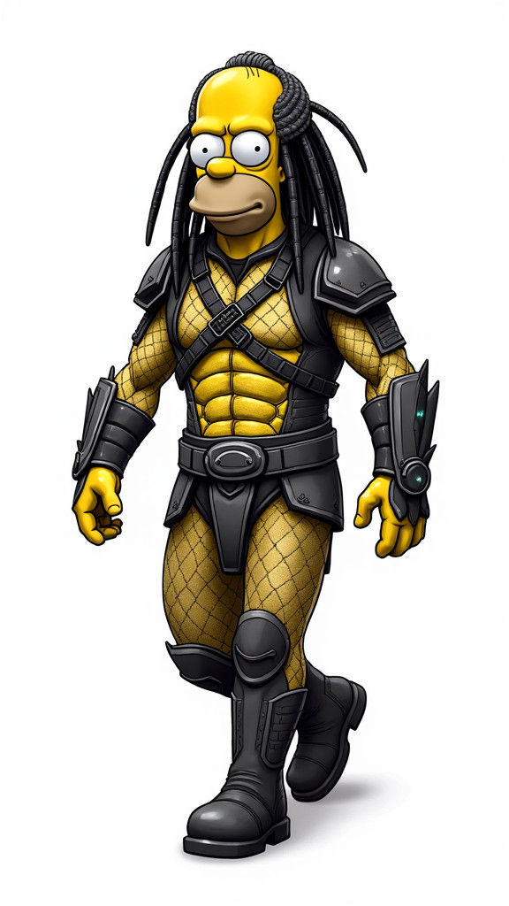 Homer Simpson as Predator Approaching Camera
