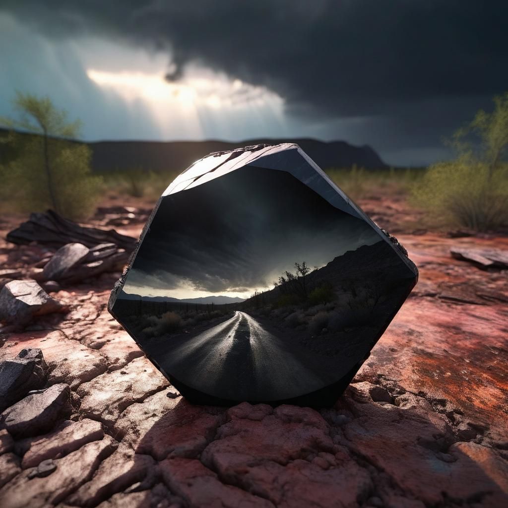 Dramatic Obsidian Stone in Wilderness Setting