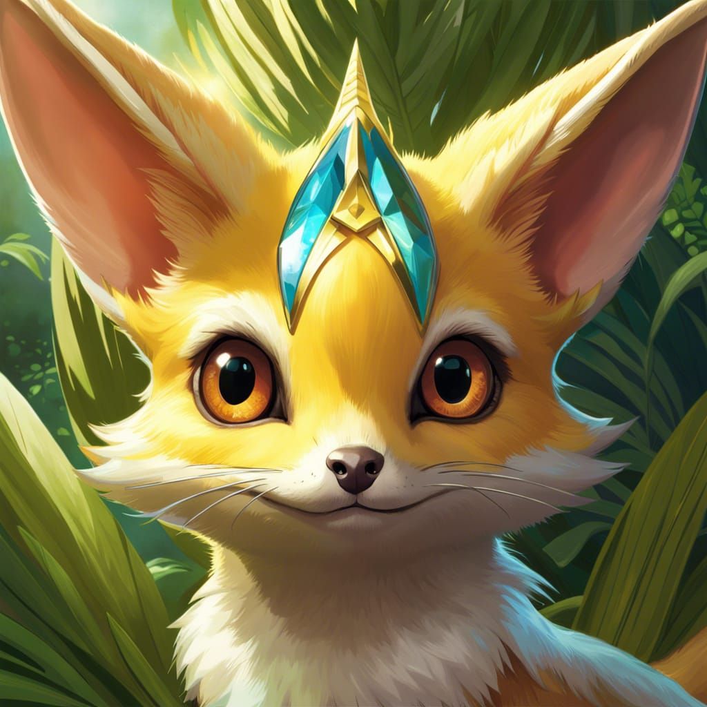 Jeweled Reptile Hybrid in Rainforest, Detailed Digital Art