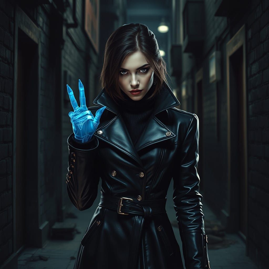 Mysterious Thief in Film Noir-Inspired Leather Coat