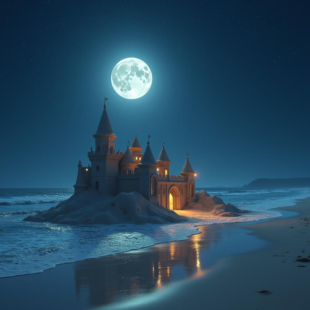 Moonlit Sandcastles: Fantasy Concept Art