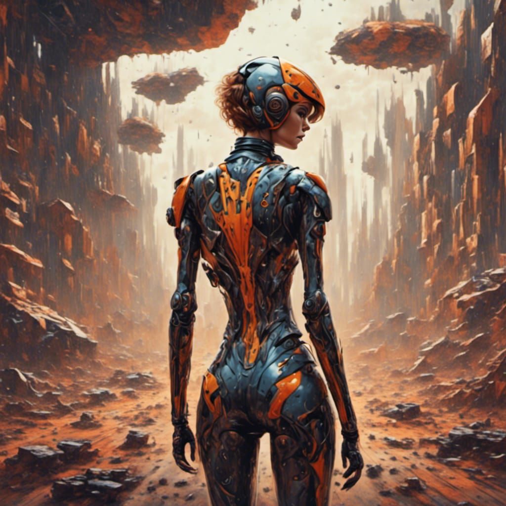 Futuristic Cyberpunk Lady with Motorbike