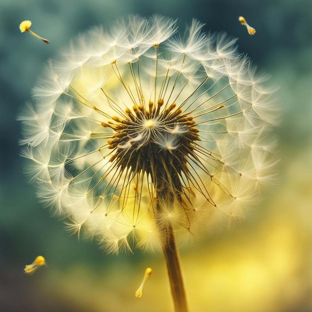 Yellow Dandelion in Watercolor Style