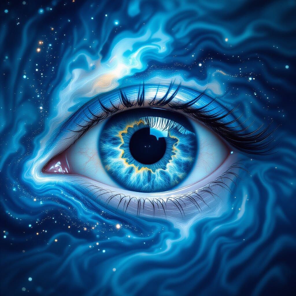 Cosmic Eye of Uranus in Swirling Blue and Teal