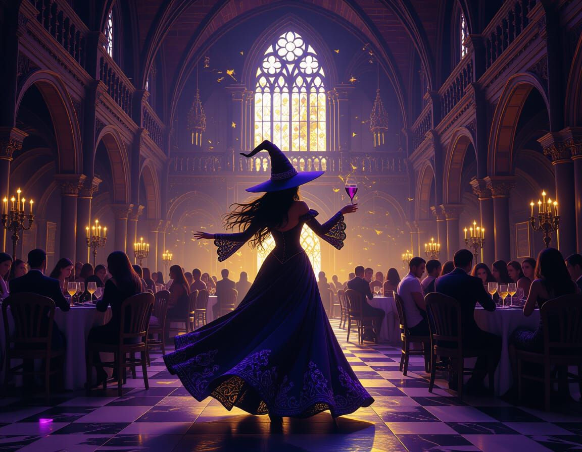 Dark Fantasy Witch Party in Castle Hall