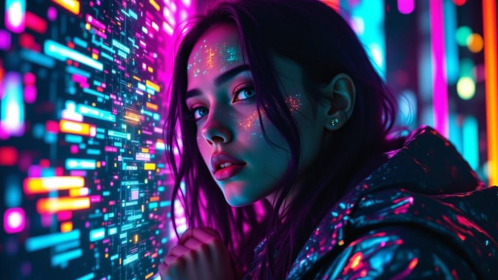 Neon Dreams Unfurl in Cyberpunk Cityscape