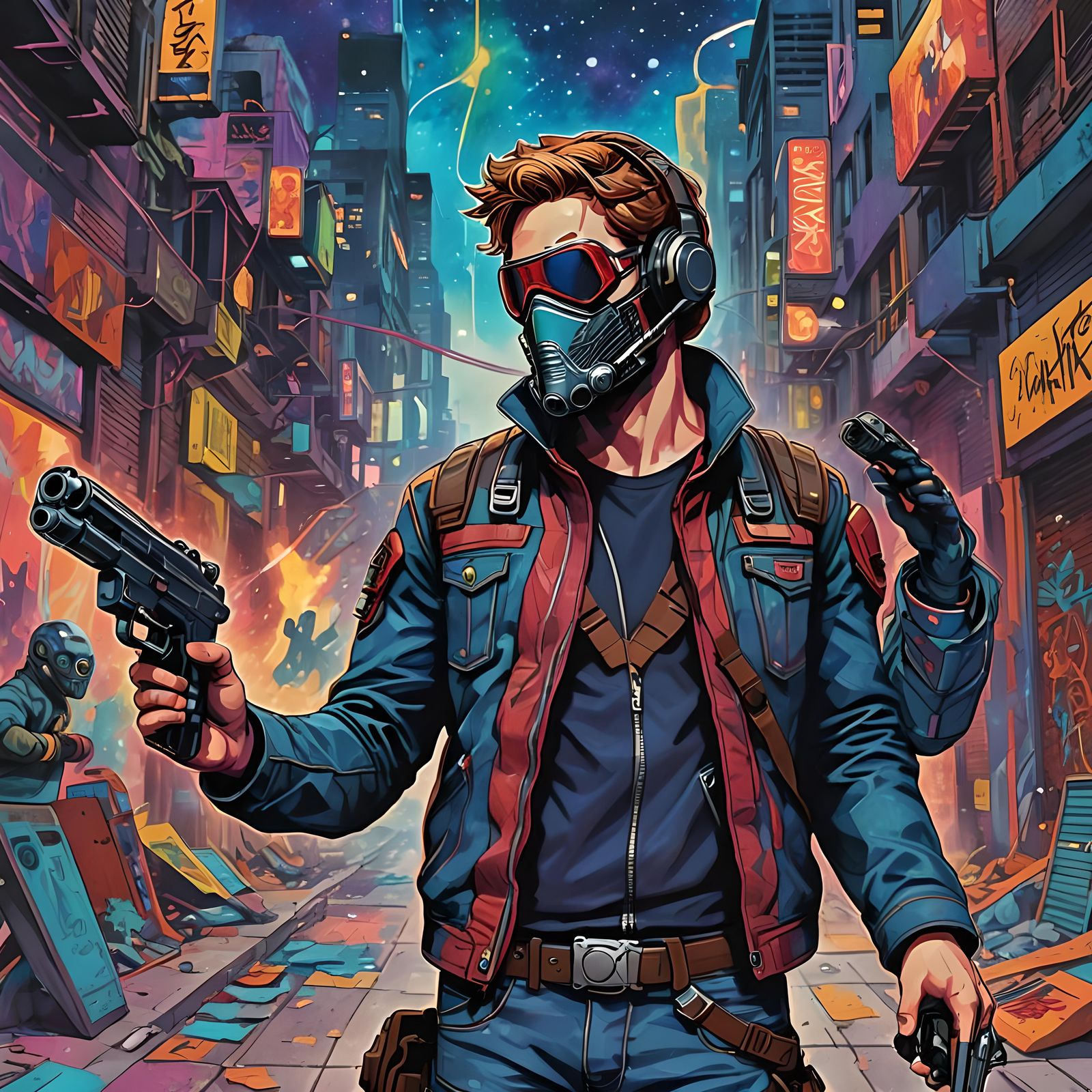 Star Lord Graffiti Art in Splash Style