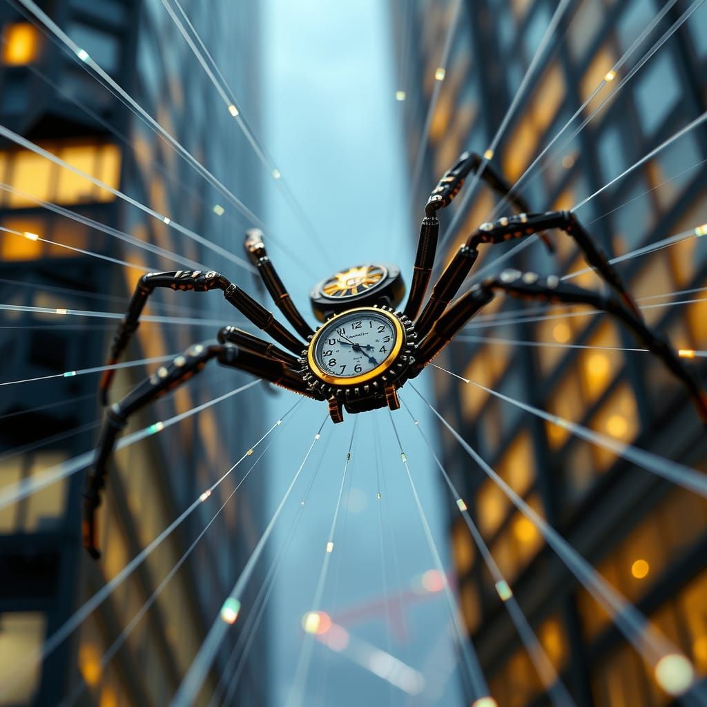Clockwork Spider Weaving Web in Steampunk Stop Motion