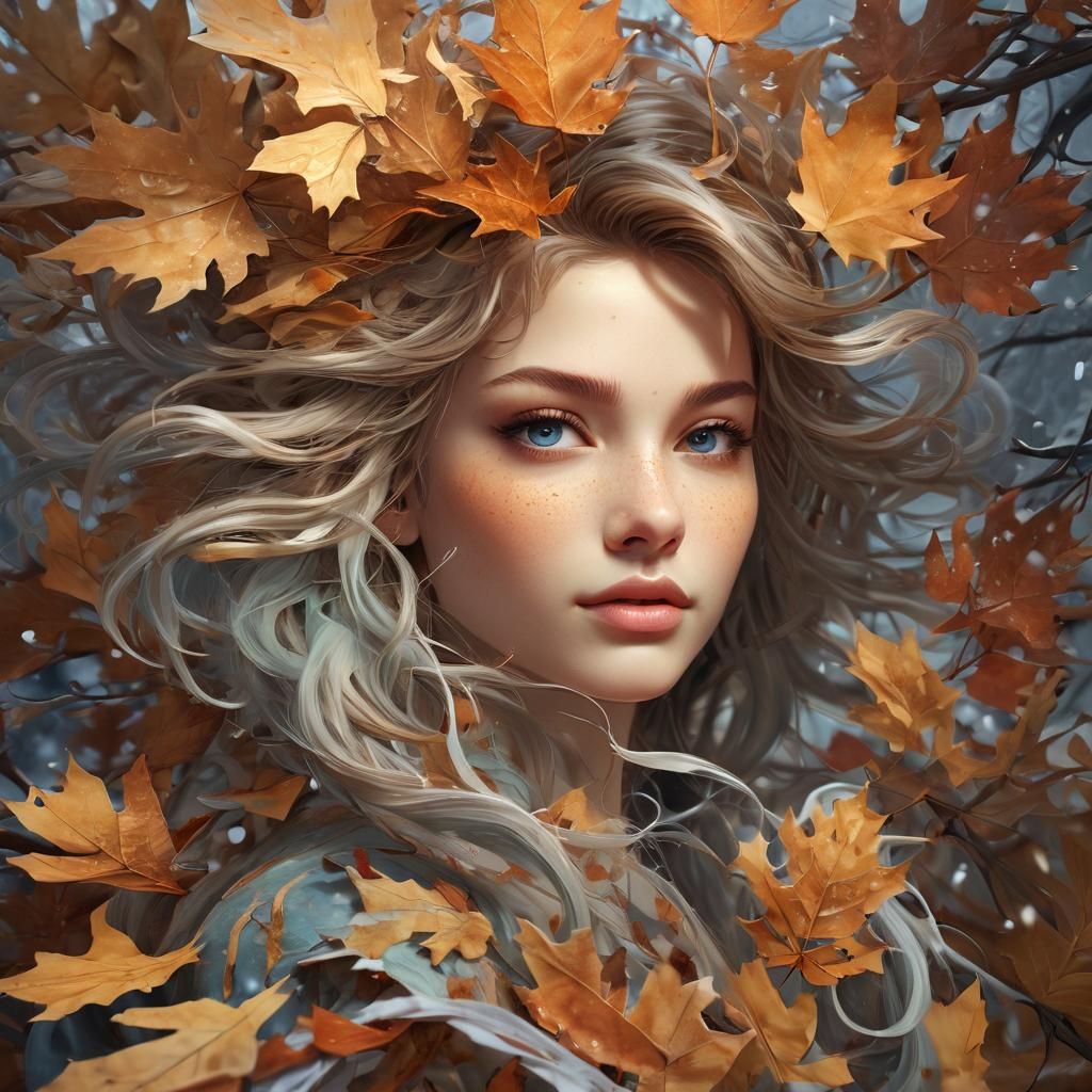 Changing Seasons Face in Comic Book Art Style