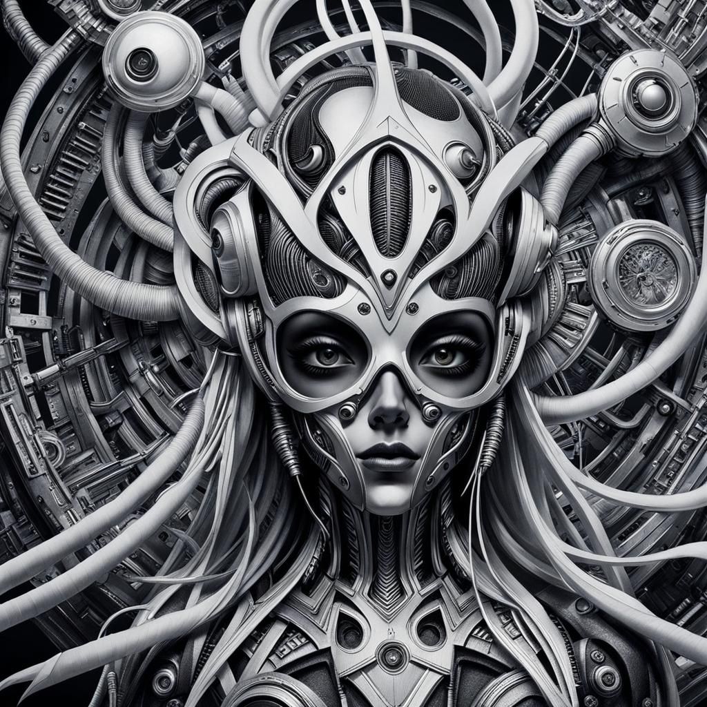 Surreal Crayon Drawing of Goth Woman