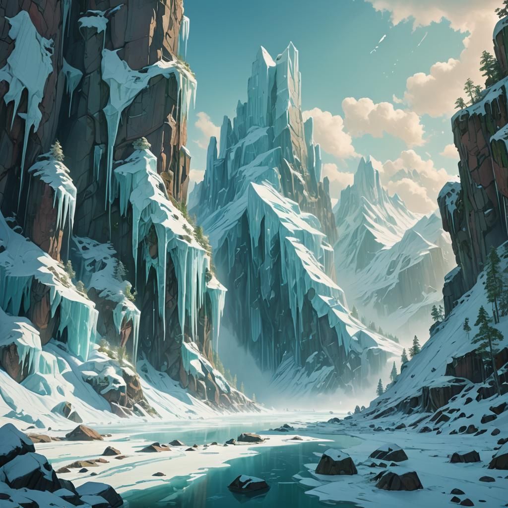 Lush Earth Landscape Beyond Ice Walls