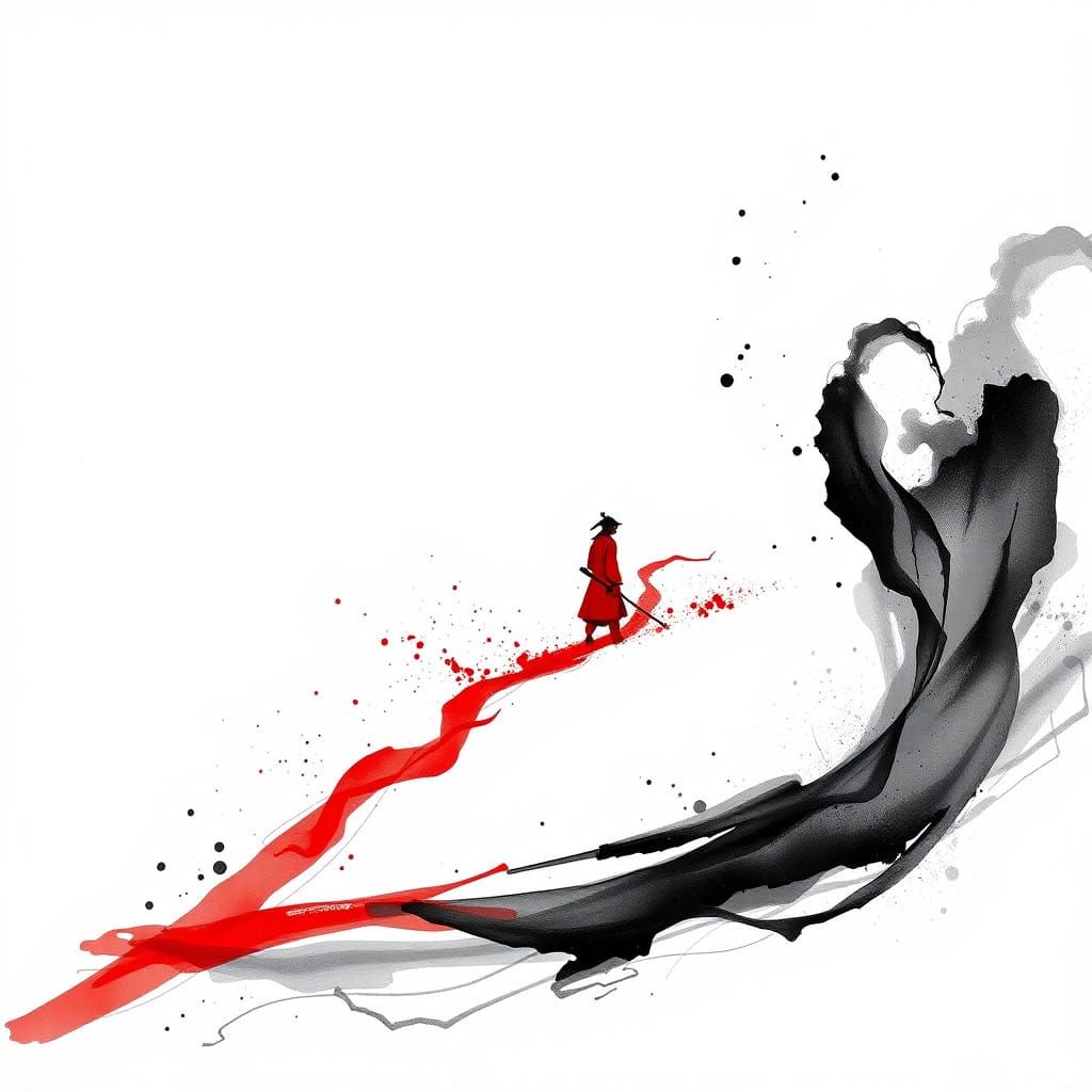 Elegant Brushstrokes on White: A Minimalist Masterpiece