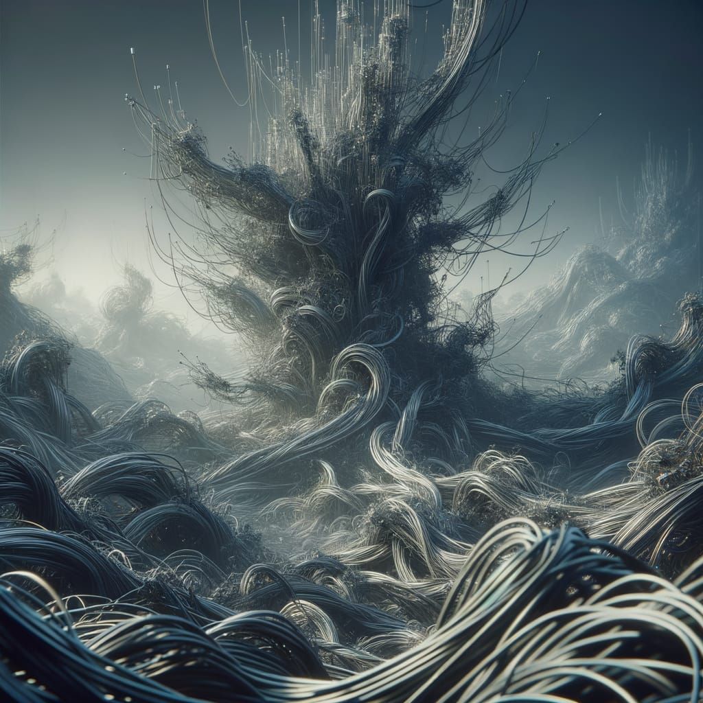 Tangled Metallic Wires Form Dystopian Structures