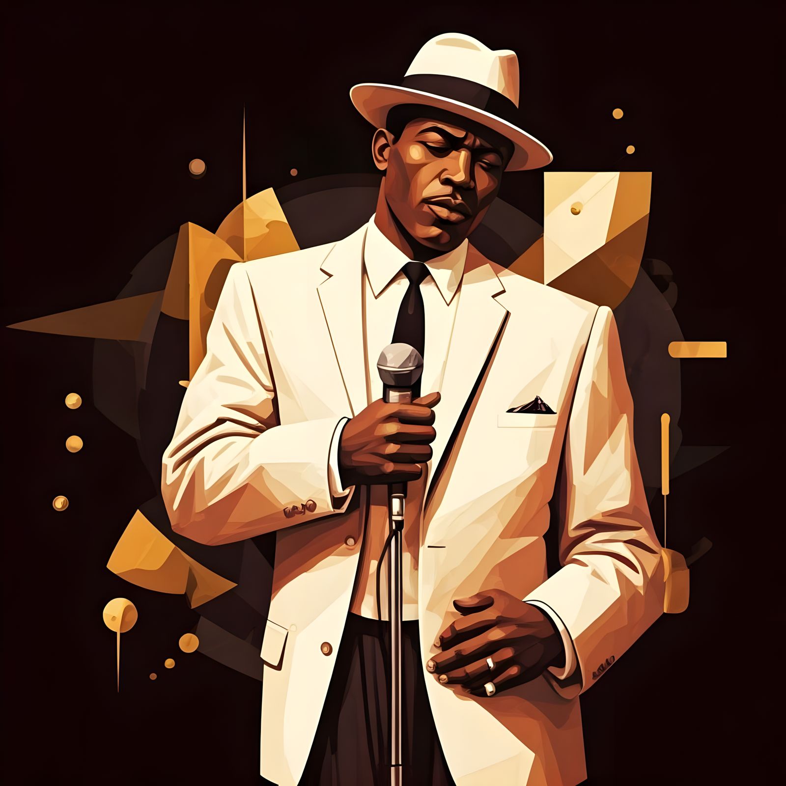 Jazz Icon in Vibrant Cubist Style