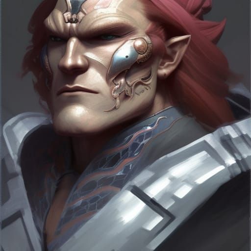 Epic Ganondorf Portrait in Detailed Fantasy Style