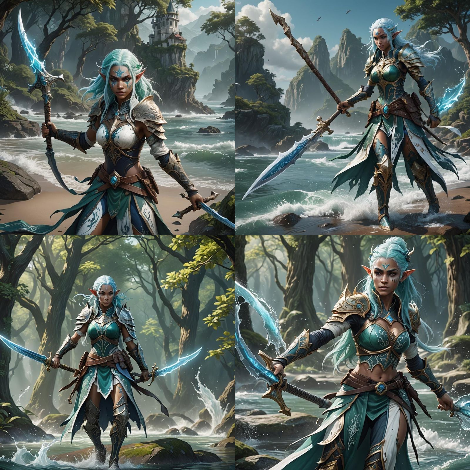 Water Elf Paladin with Double-Bladed Scimitar