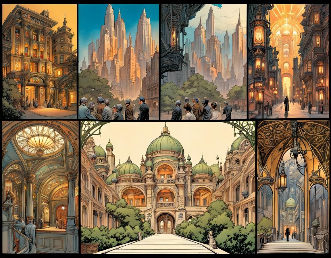Art Nouveau Comic Book Page Series