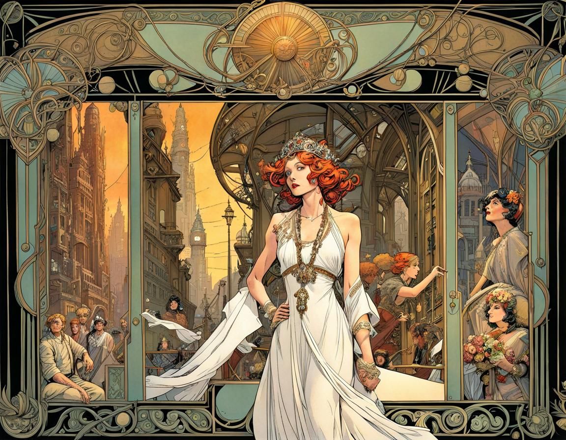 Comic Book Pages in Art Nouveau Style