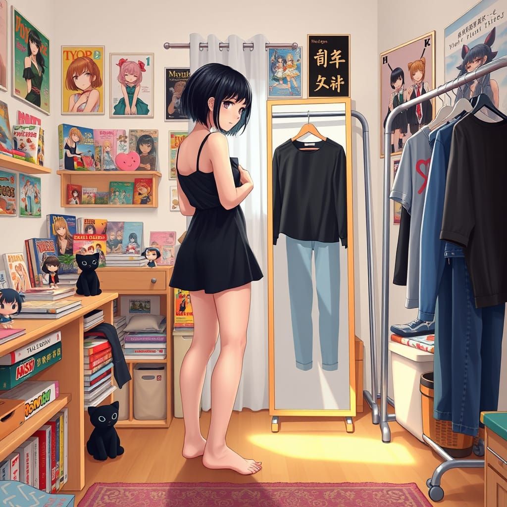 Cute Moon trying on the dress