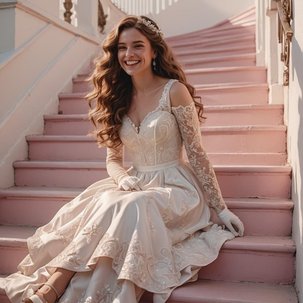 Romantic Film Still of Woman in White Wedding Dress