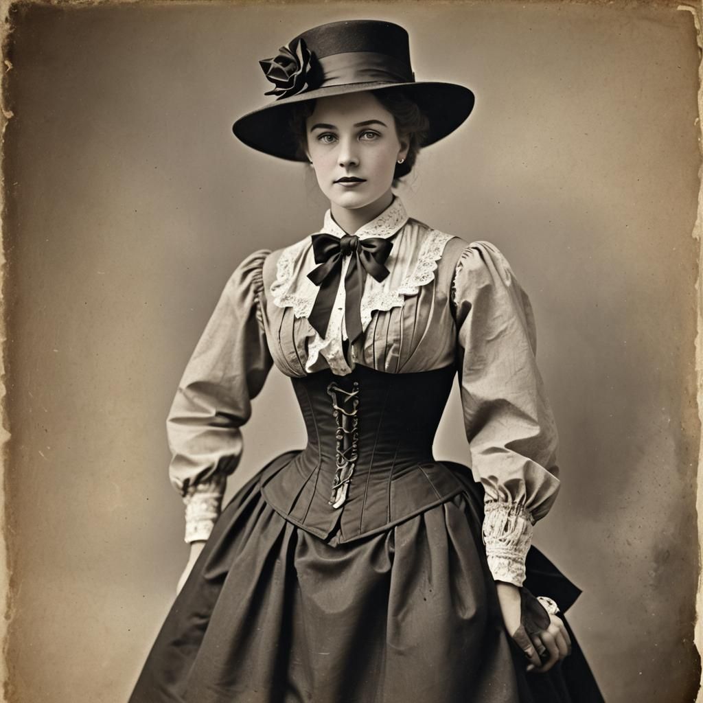 Elegant Woman in Hourglass Corset and Formal Wear