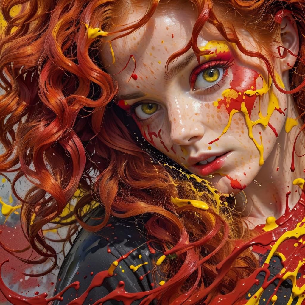 Red-Haired Woman with Intense Gaze in High Definition