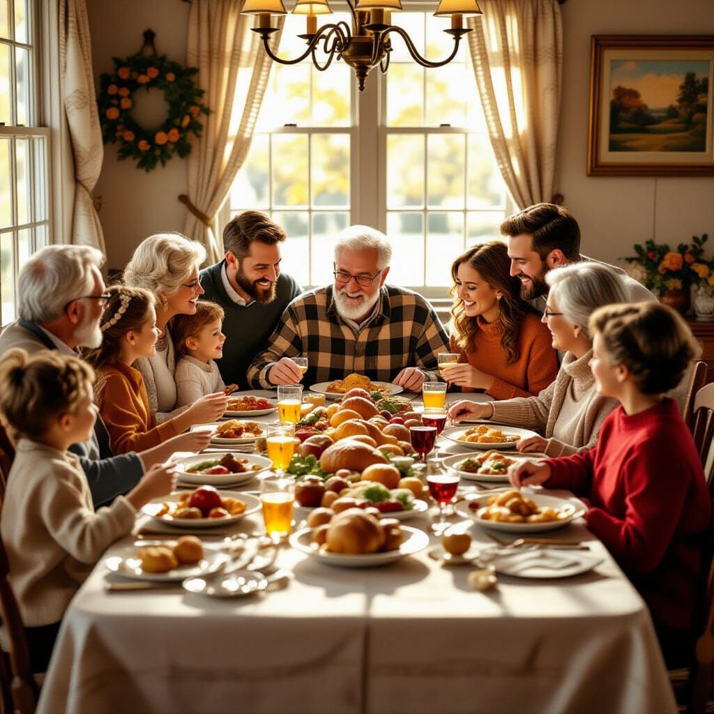 Heartwarming Thanksgiving Dinner in Classic Rockwell Style