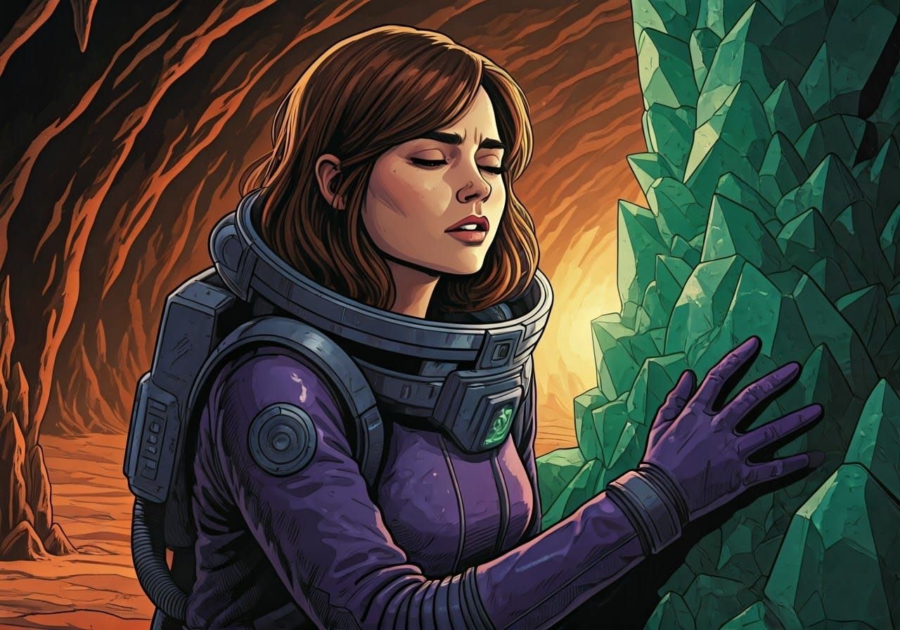 Clara Oswald in Frightened Anticipation on an Alien Desert P...