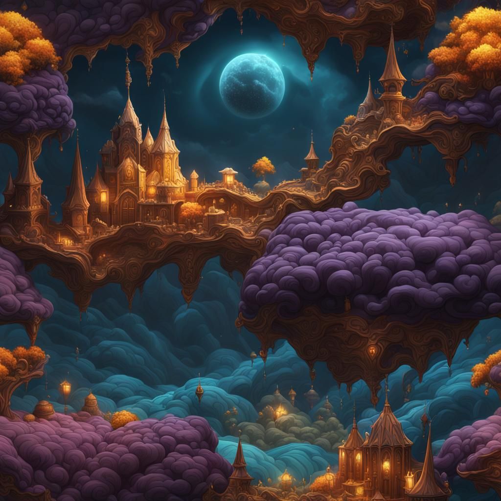 Fantastical Billowy Pillow in Detailed Matte Painting