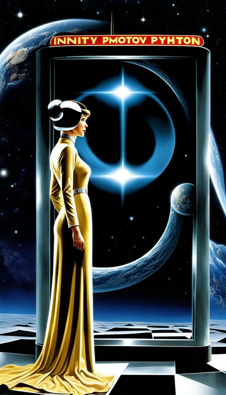 Surreal AI Movie Poster: Infinite Mirror Portal