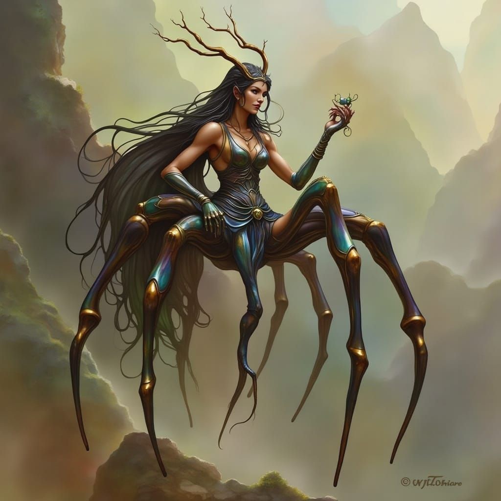 Mythical Arachne Explorer with Intricate Details and Many Le...