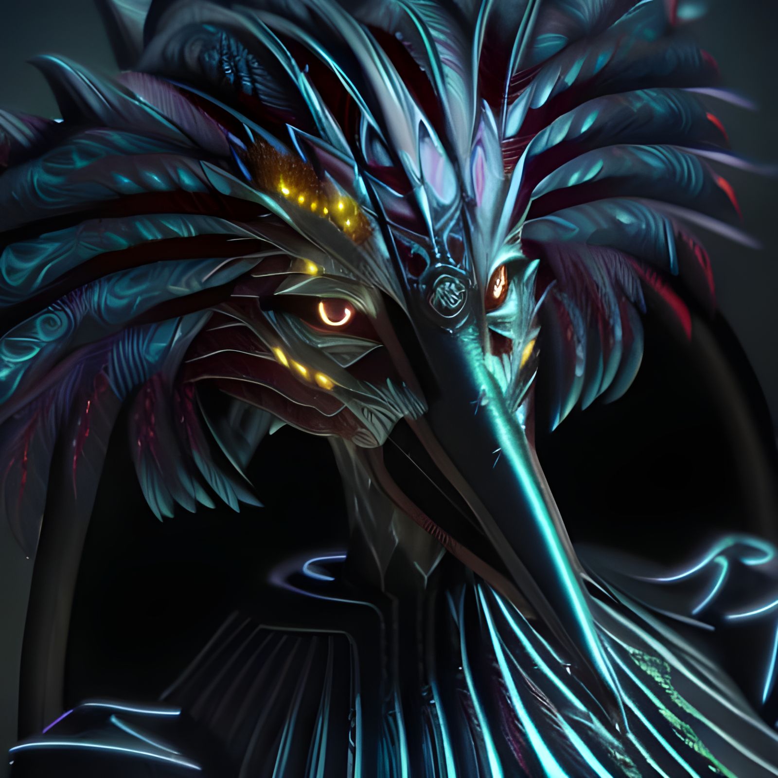 Futuristic Egyptian God Thoth Portrait in Oil