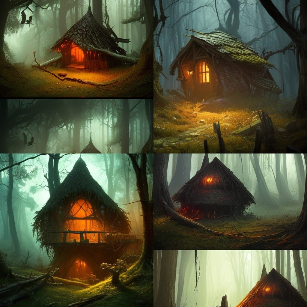 Dark Fantasy Witch Hut in the Woods