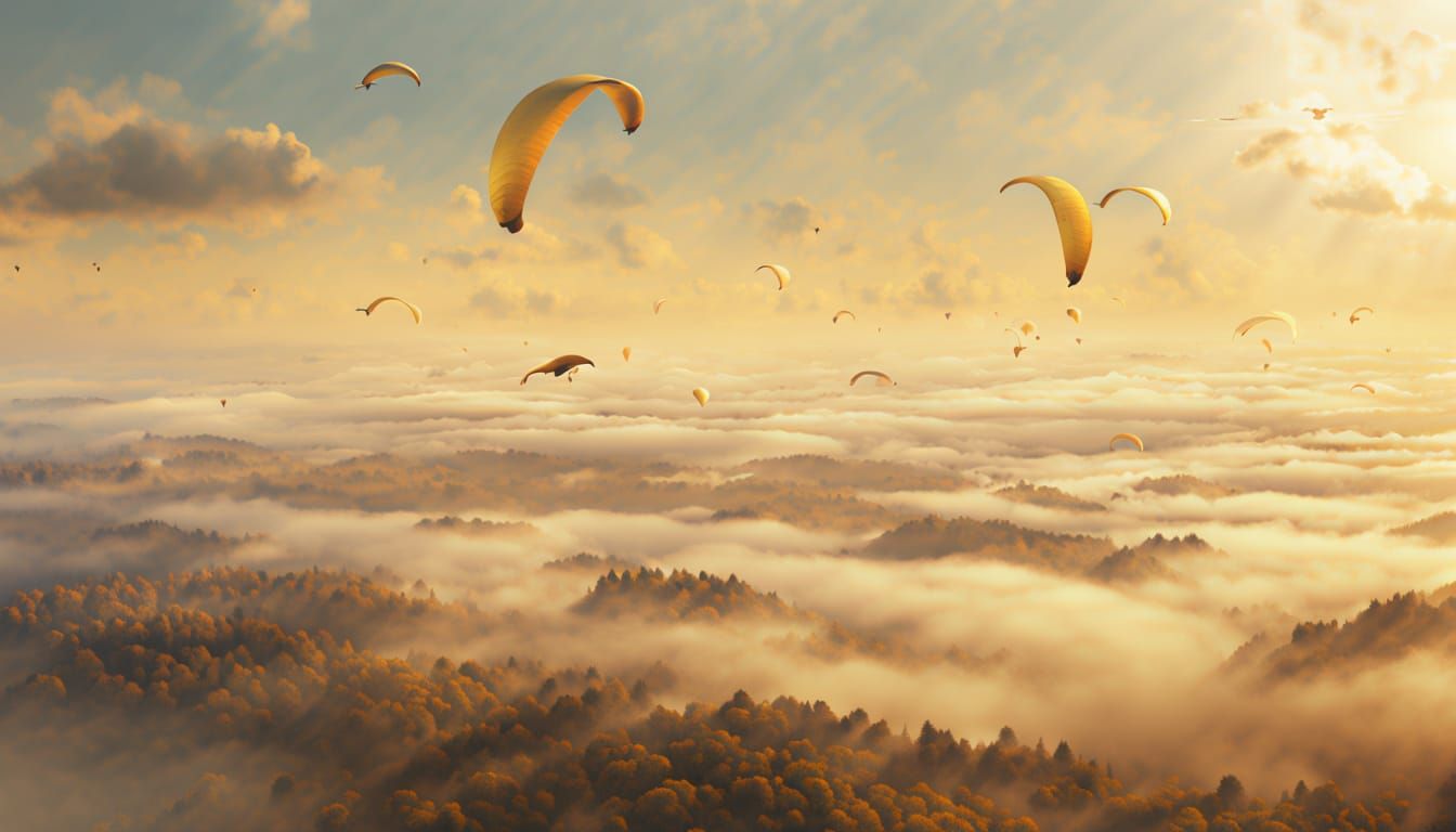 Gliders in Mist: Hyperrealistic Digital Matte Painting