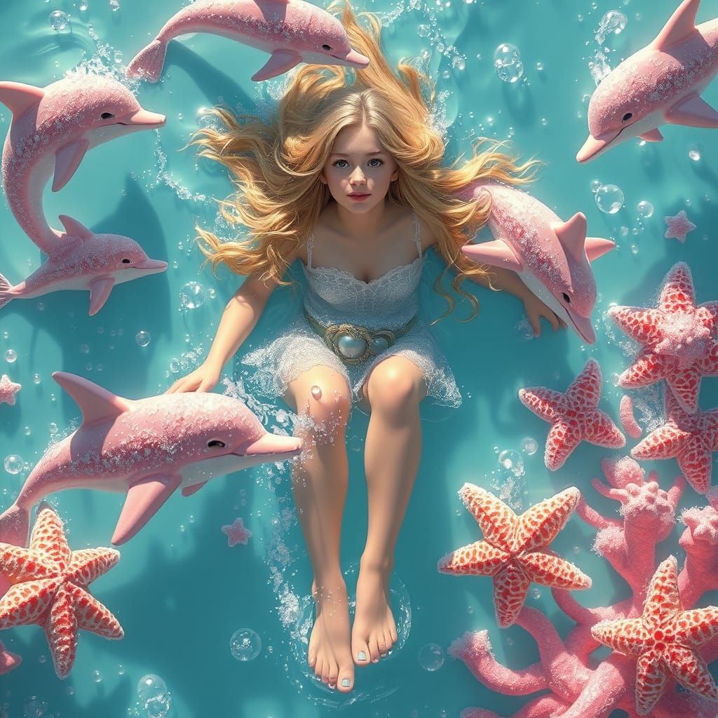 Dreamlike Soda Sea: A Digital Painting in Vibrant Style