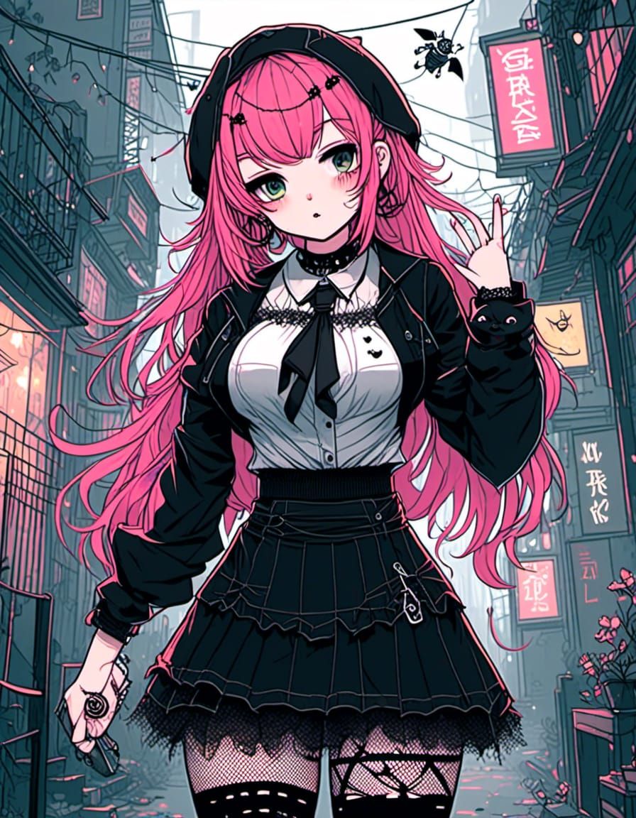 anime gothic school girl