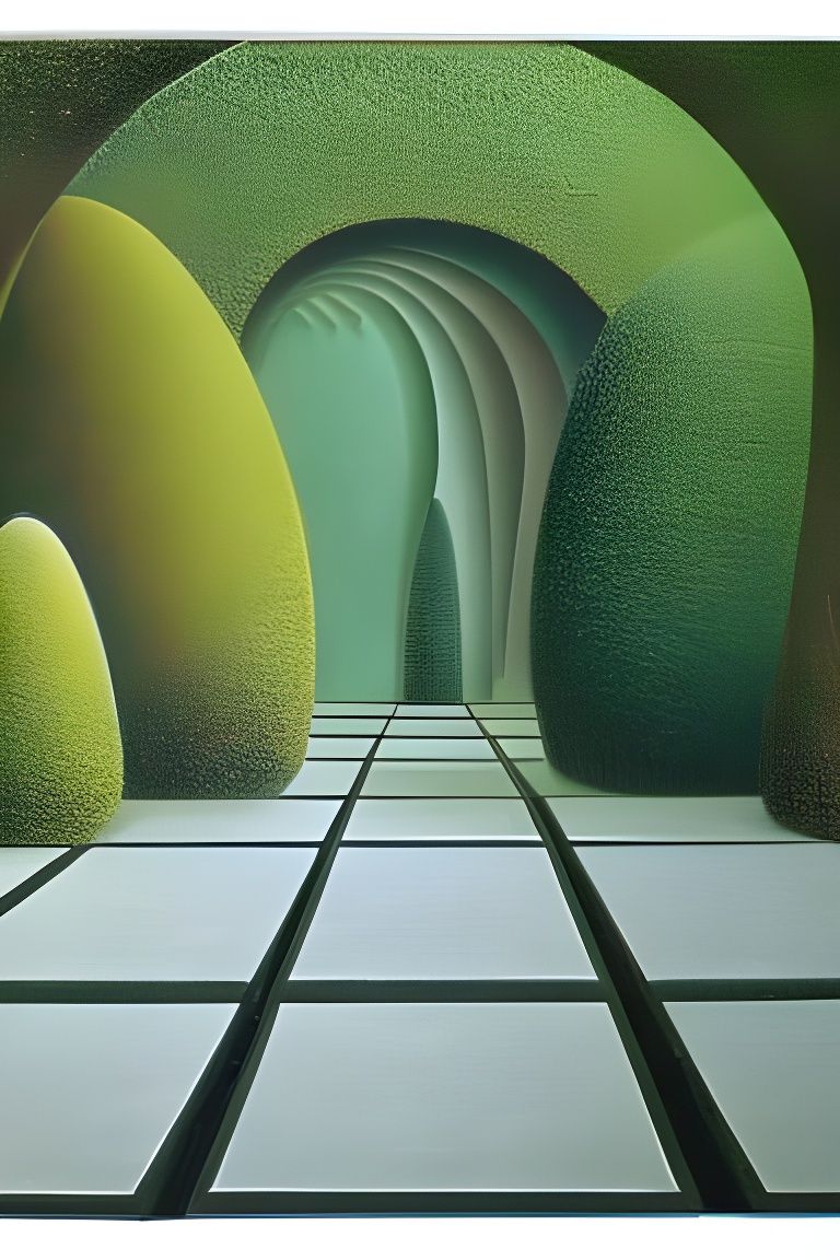 Zen Garden Painting in Beksiński Style