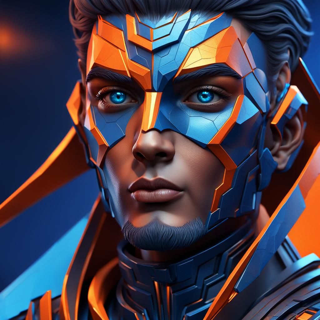 Geometric Portrait in Unreal Engine 5 Style