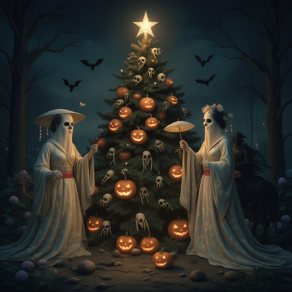 Spooky Christmas Ghosts Celebrate with macabre Decorations