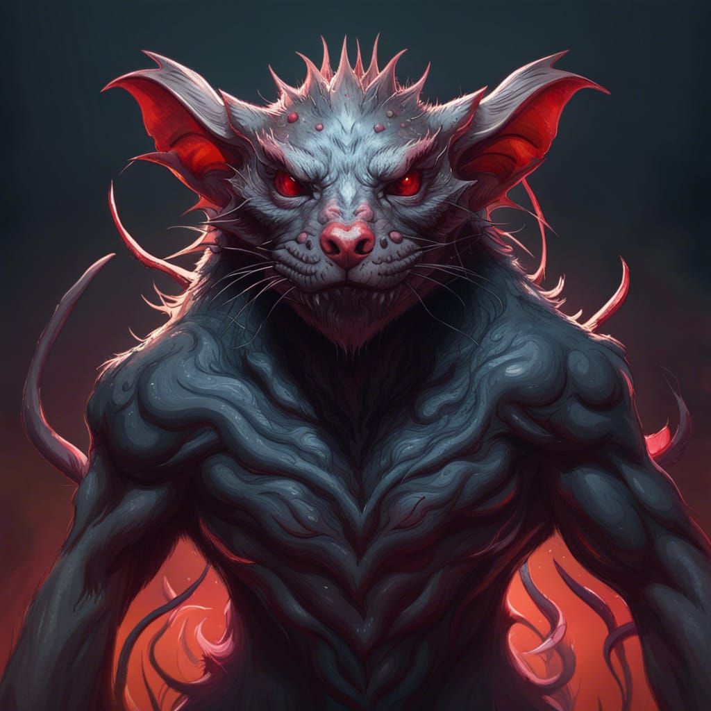 Hyperdetailed Devil Rat Monster Portrait