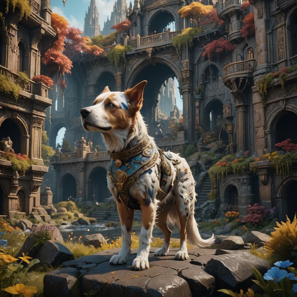 Detailed Matte Painting of a Fantastical Dog