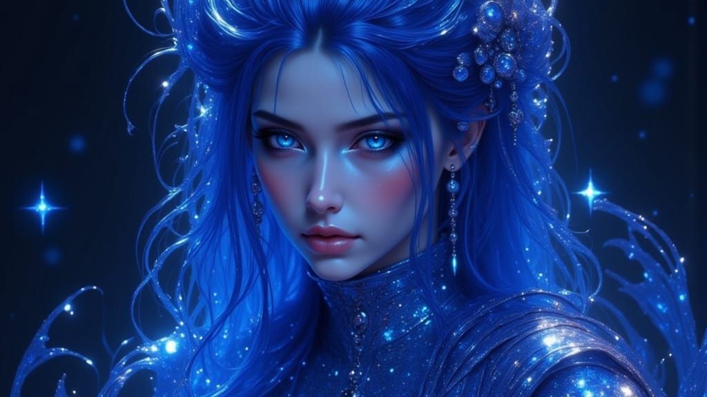 Blue Velvet Portrait in Dynamic Lighting