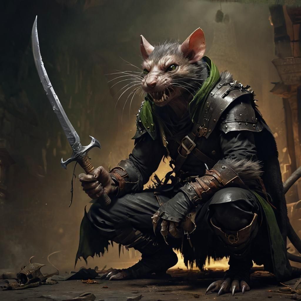 Sinister Ratman Assassin in Detailed Matte Painting