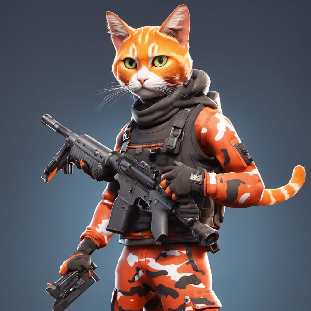 Orange Cat Fortnite Skin with Thermal DMR