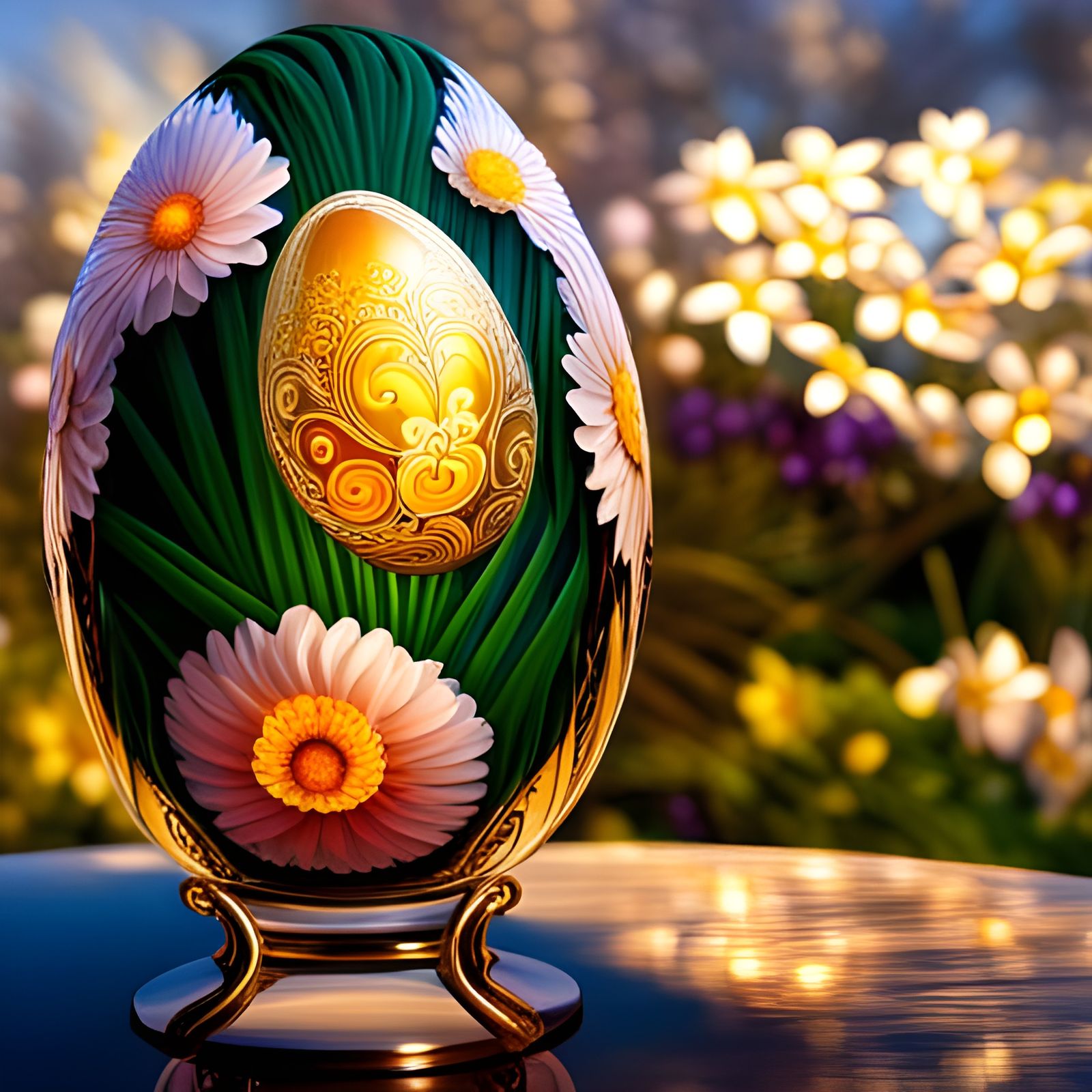 Egg decorated with a Fabergé Egg and a Spring Theme