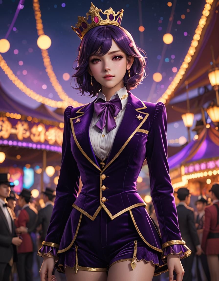 Velvet Circus Costume in Anime 3D Art Style