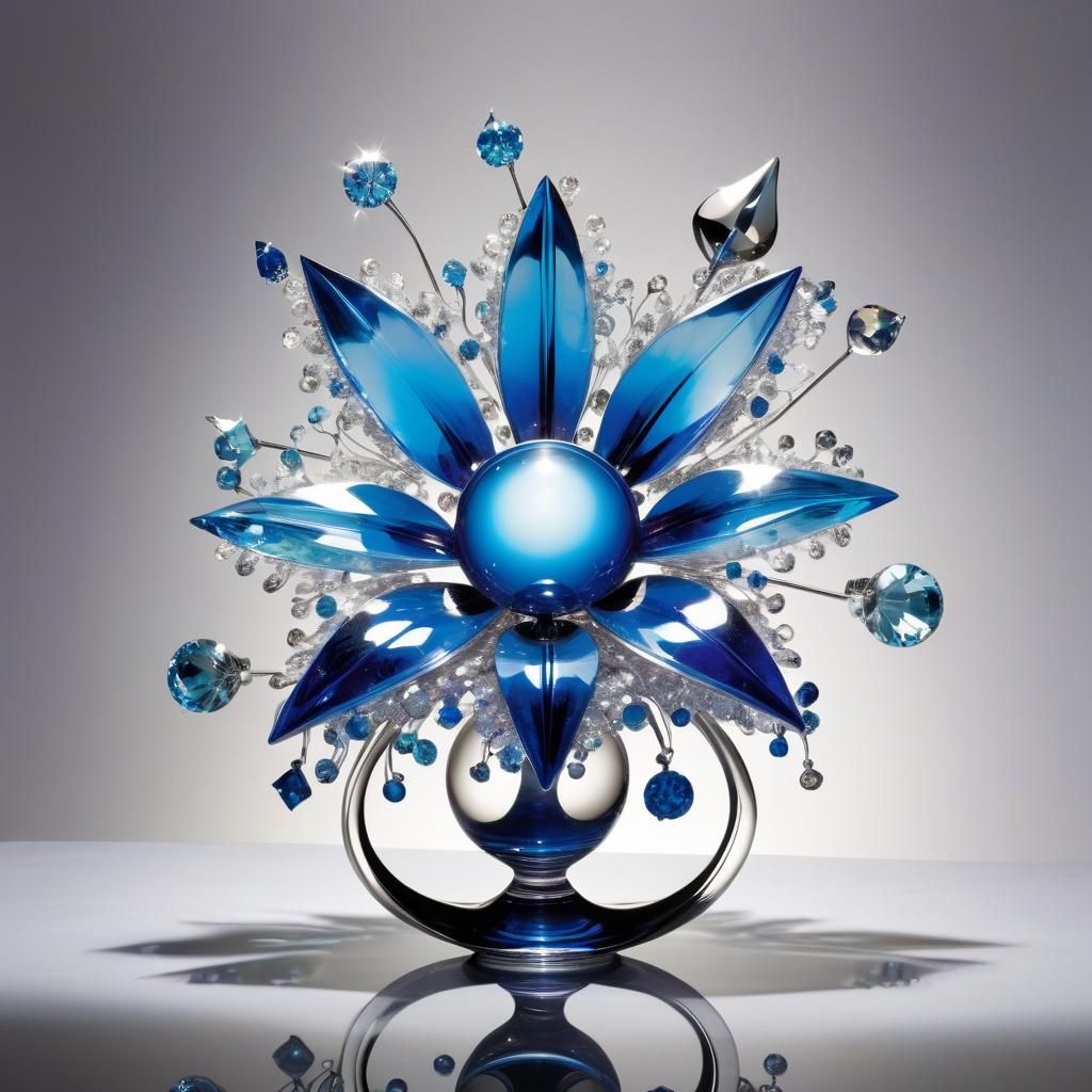 Plasma Flower in Crystal Orb: Cel-Shaded Digital Art