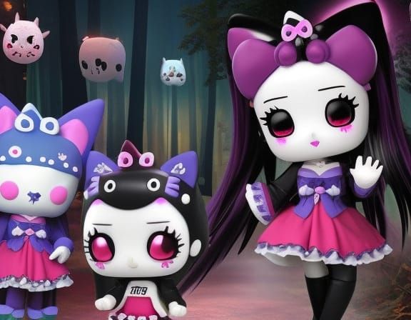 Gothic Hello Kitty Game in Dark Forest