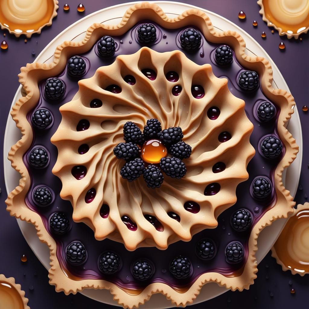Miniature Bobble Pie with Honey and Blackberries