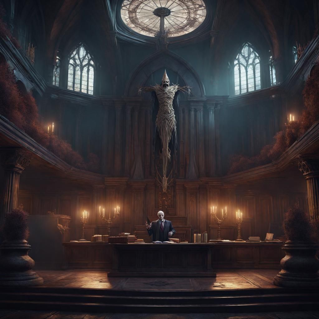 Necromancer Judge in Courtroom.